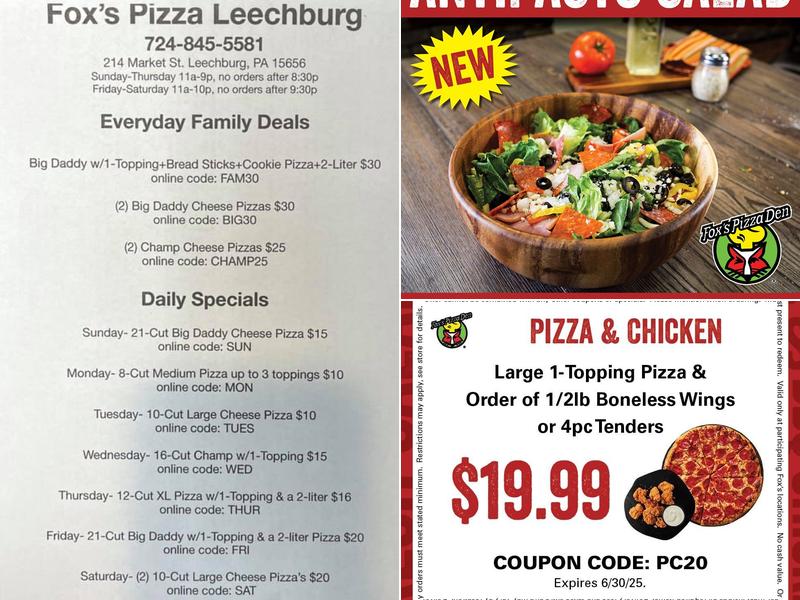 Fox's Pizza Den Menu