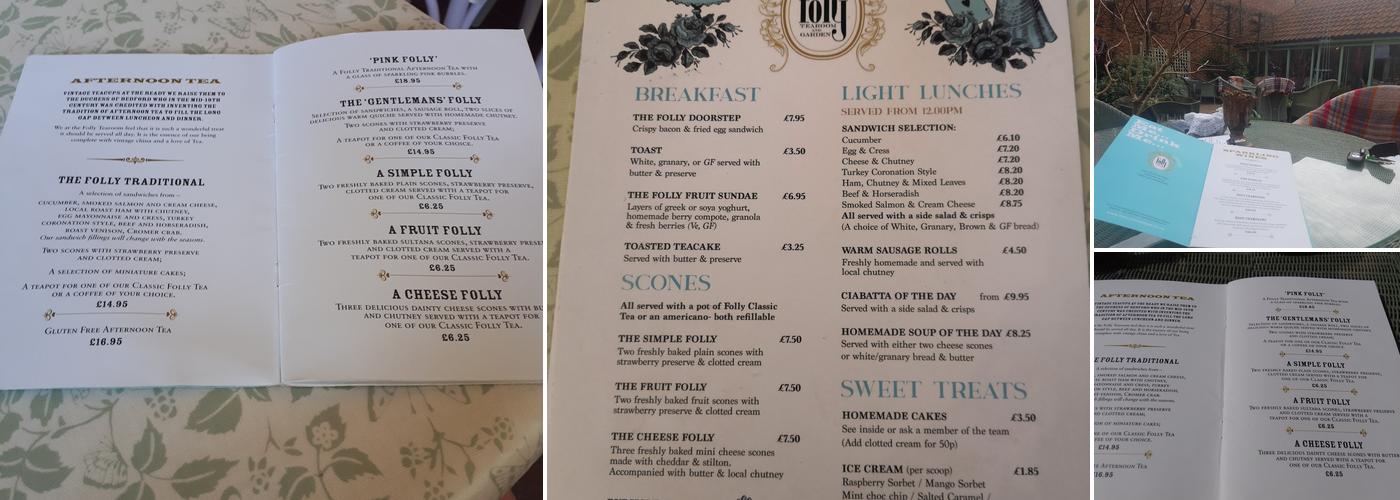 Folly Tearoom Menu
