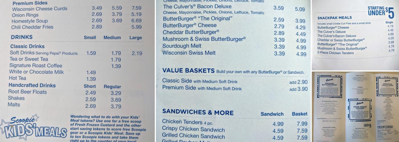 Culver’s Menu