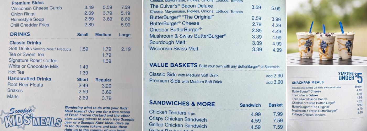 Culver’s Menu