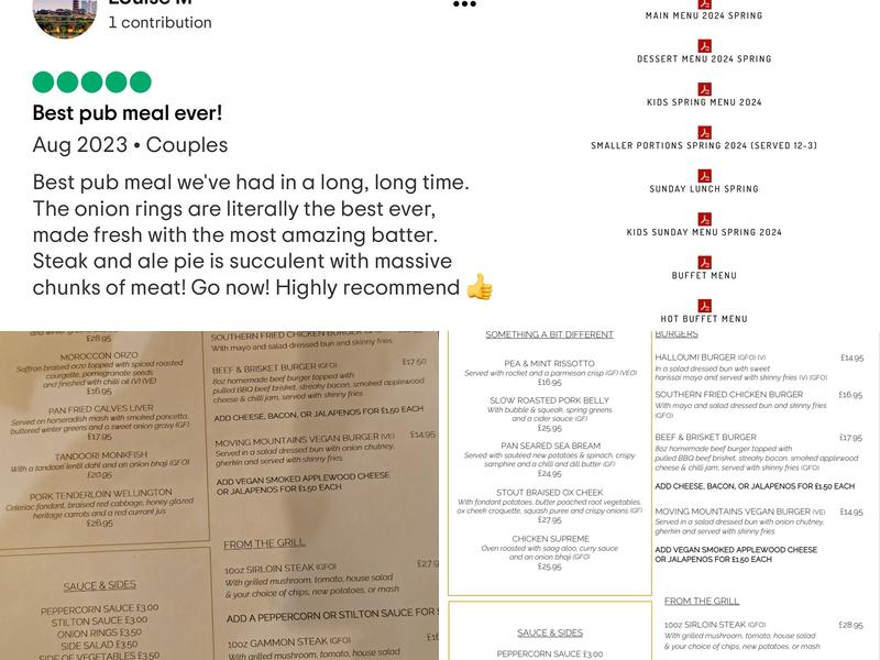 The Swan Tytherington Menu