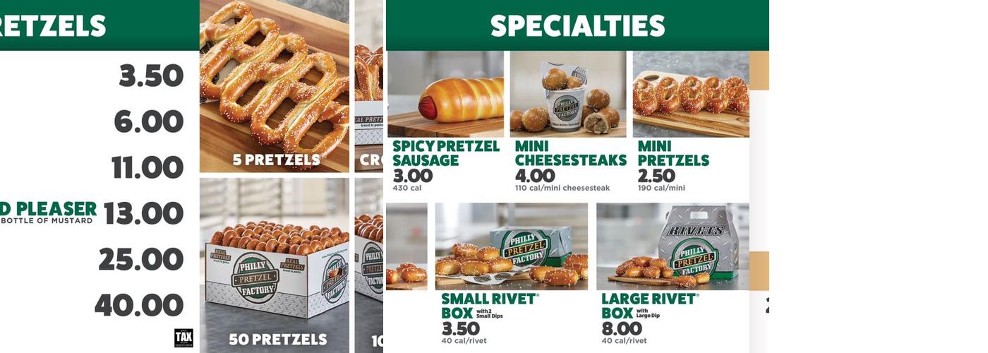 Philly Pretzel Factory Menu