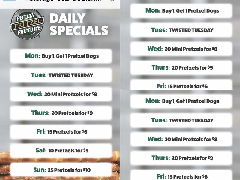 Philly Pretzel Factory Menu