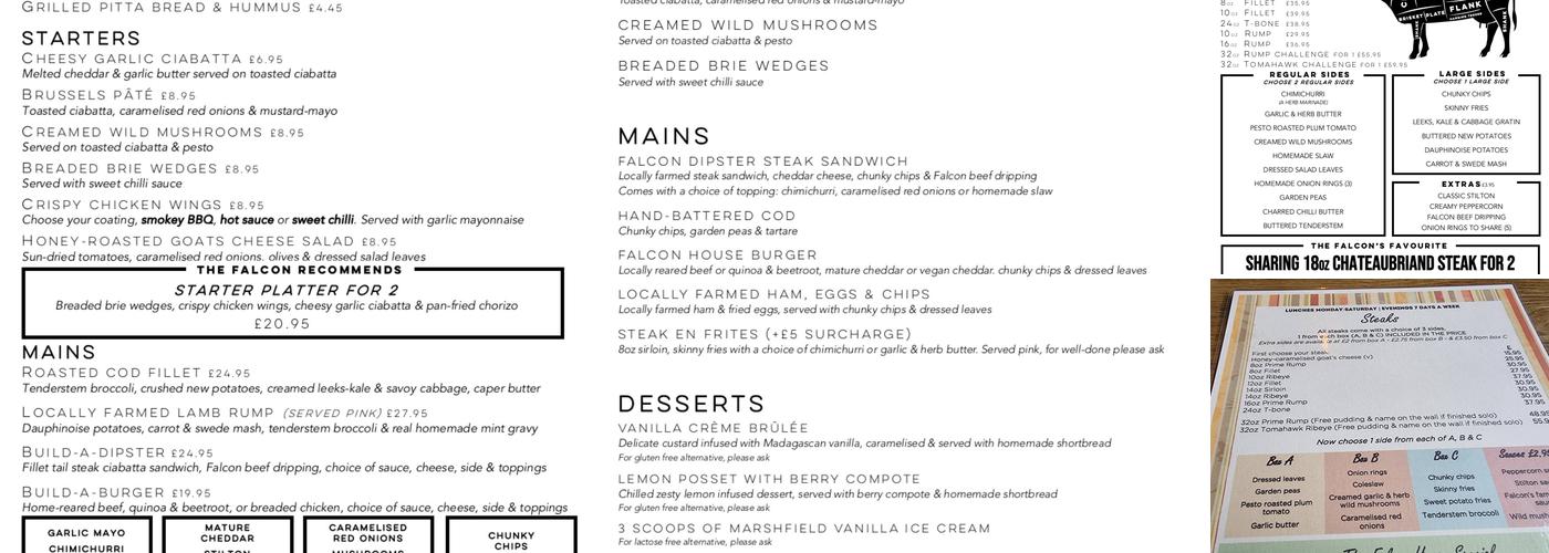 The Falcon Steakhouse Menu