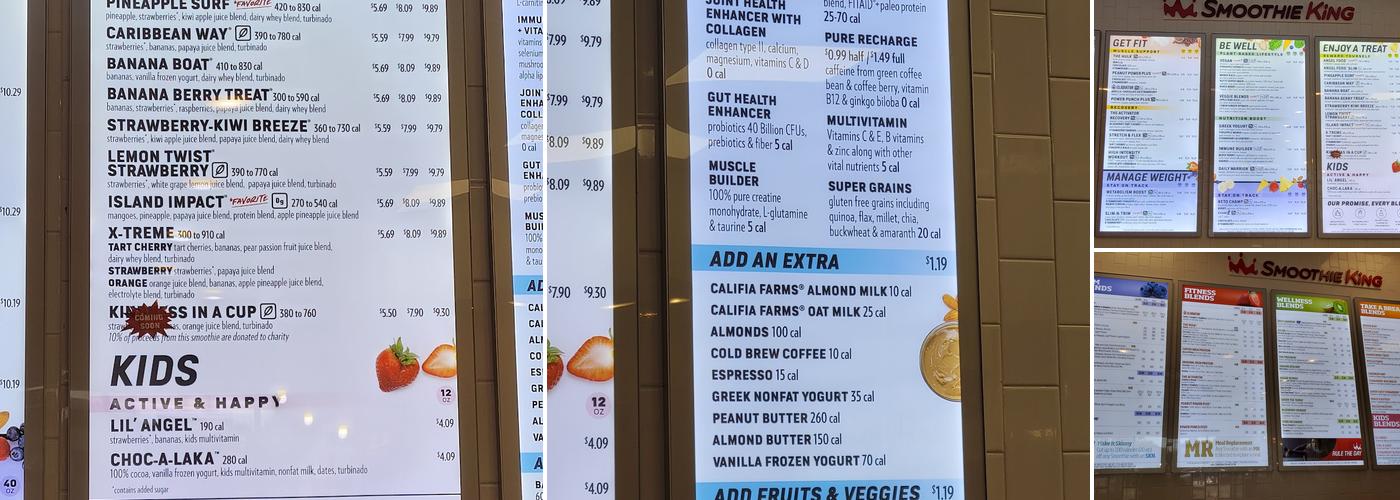 Smoothie King Menu
