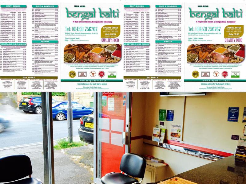 Bengal Balti Menu