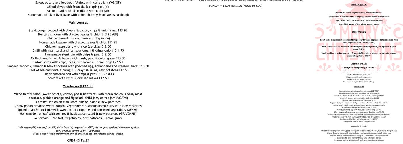 The Edgemoor Inn Menu