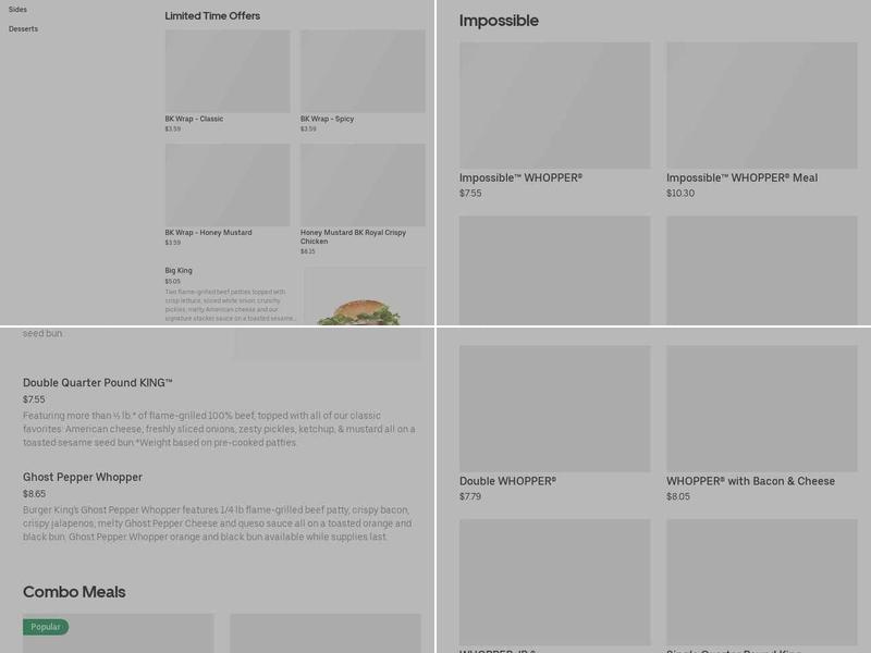 Burger King Menu