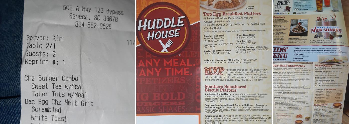 Huddle House Menu