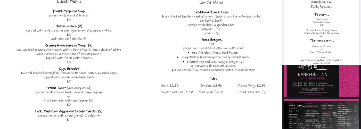 Bankfoot Inn Menu