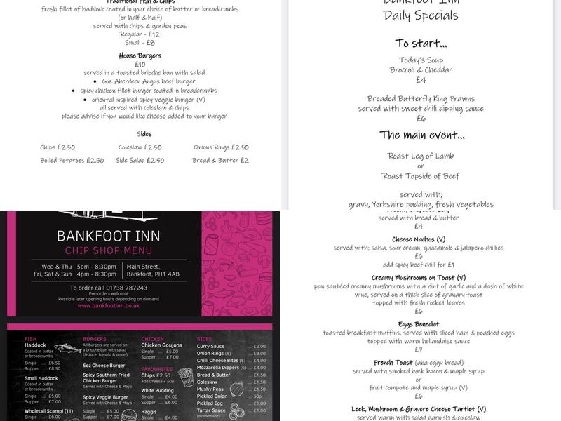 Bankfoot Inn Menu
