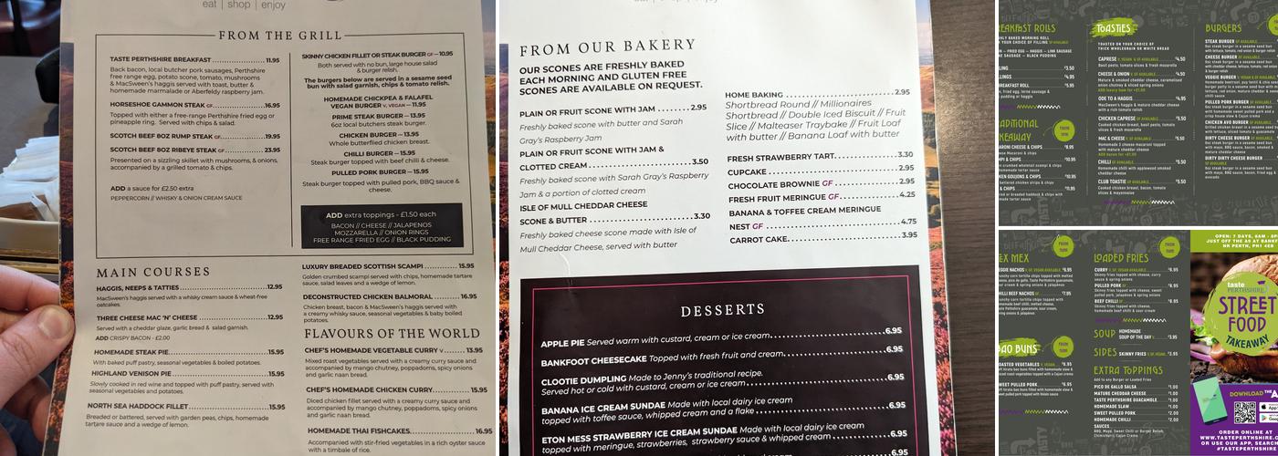 Taste Perthshire Menu