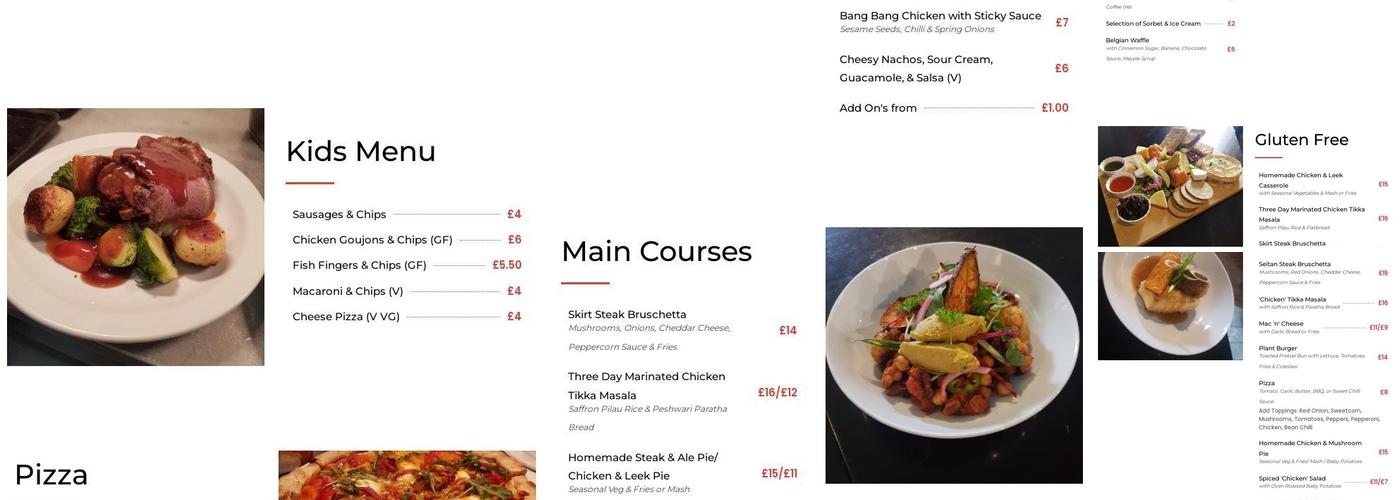 The Old Cross Inn Menu