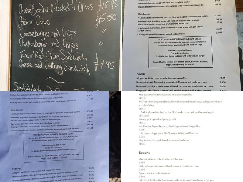 Port-na-Craig Inn & Restaurant Menu