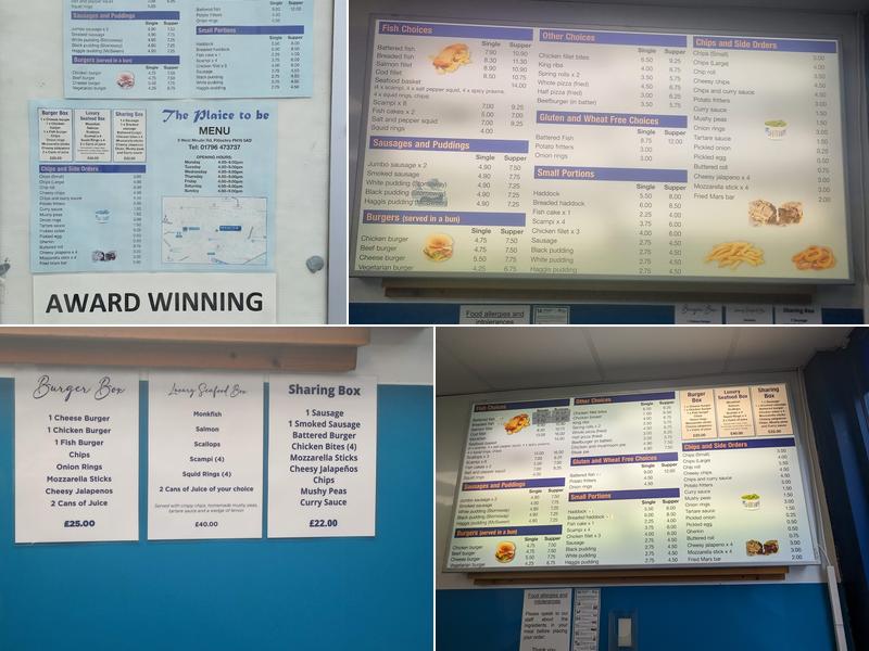 The Plaice To Be Menu