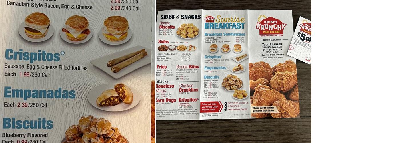 Krispy Krunchy Chicken Menu