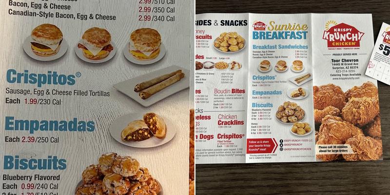Krispy Krunchy Chicken Menu