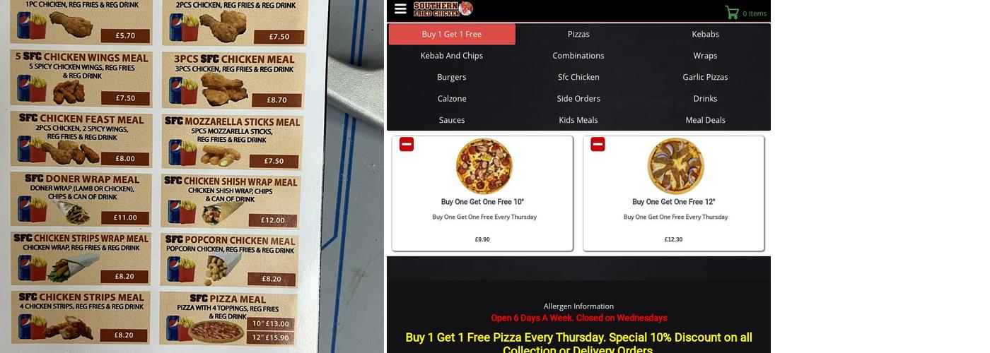 Ebbw Vale Southern Fried Chicken Menu