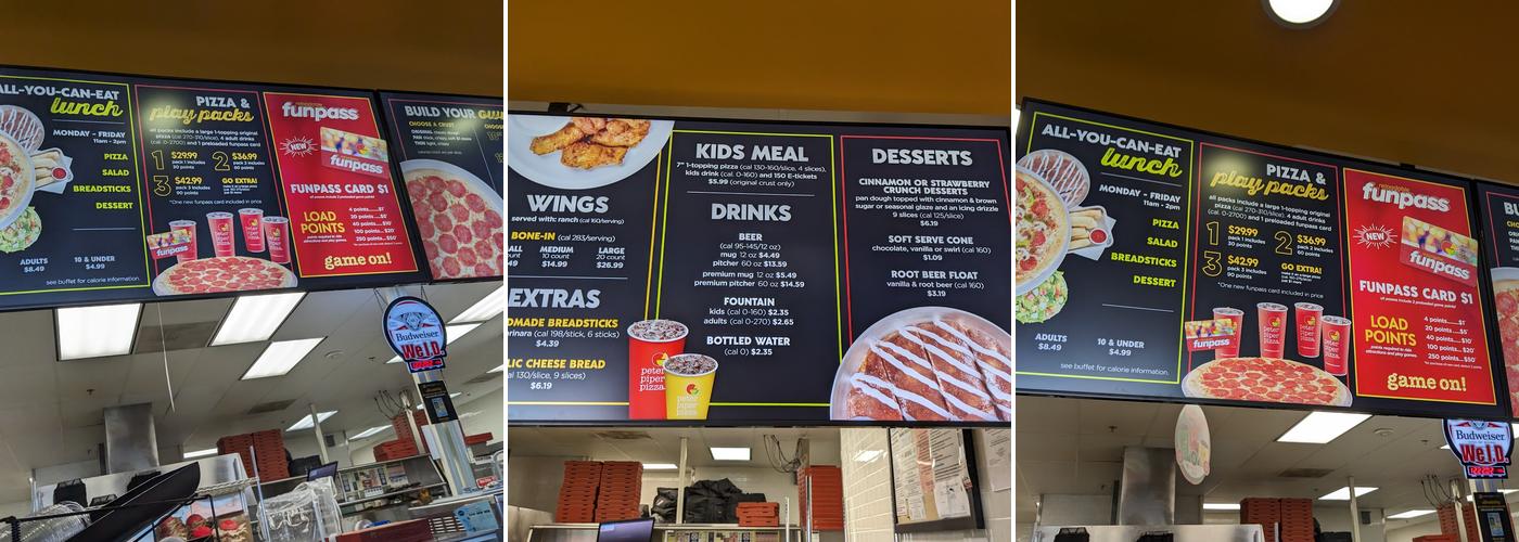 Peter Piper Pizza Menu