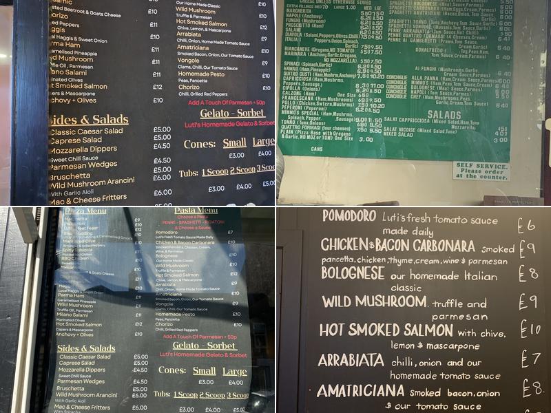 Luti’s Pizza and Pasta Parlour Menu