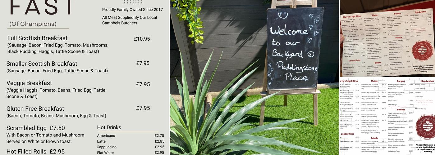 Puddingstone Place Menu