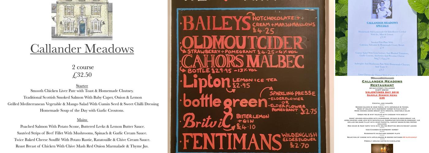 Callander Meadows Menu