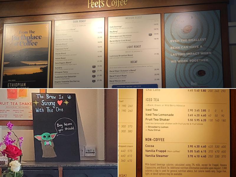 Peet's Coffee Menu