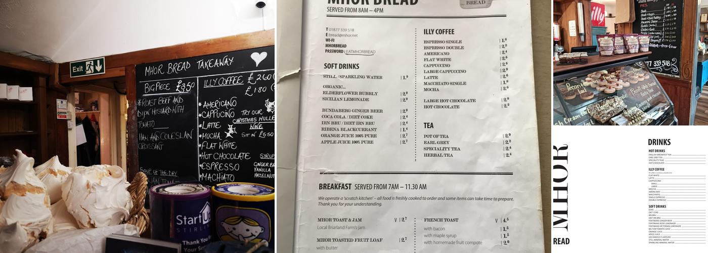 Mhor Bread & Store Menu