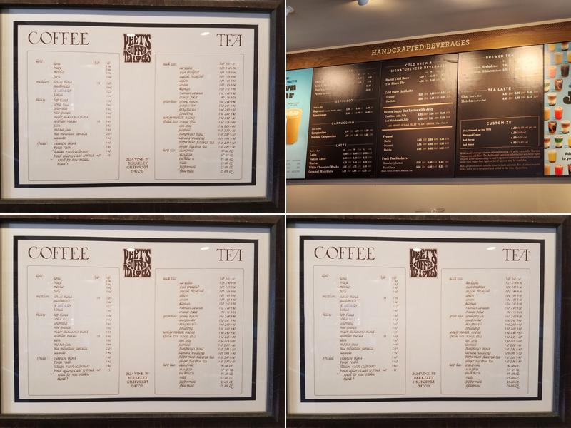 Peet's Coffee Menu