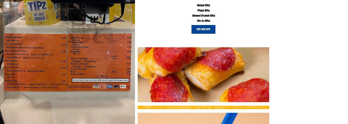 Wetzel's Pretzels Menu