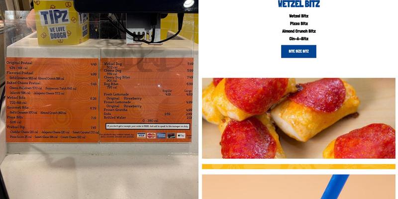 Wetzel's Pretzels Menu