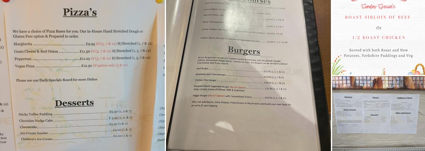 The Faerie Tree Inn Menu