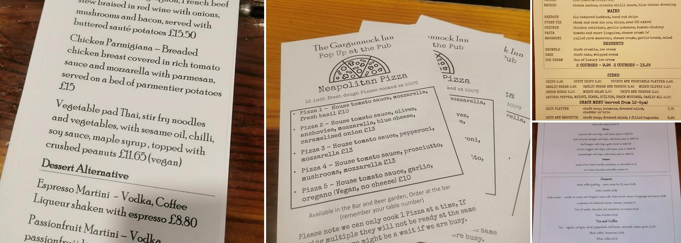 The Gargunnock Inn Menu