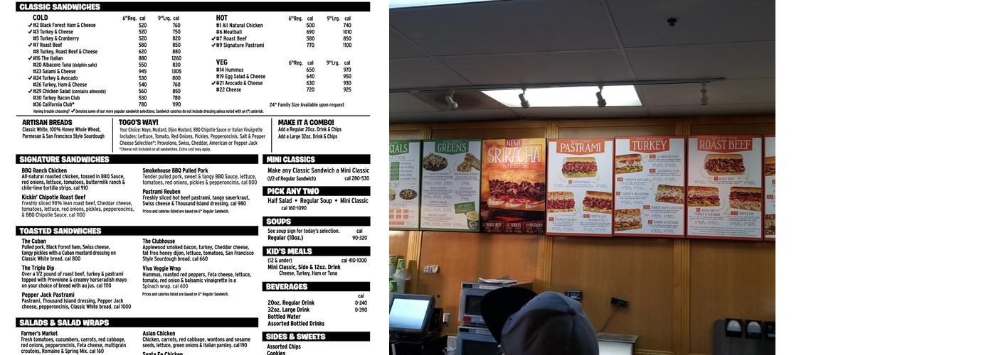 TOGO'S Sandwiches Menu