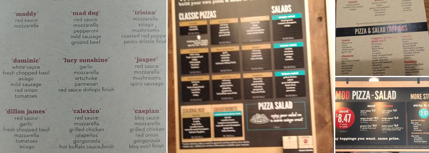 MOD Pizza Menu