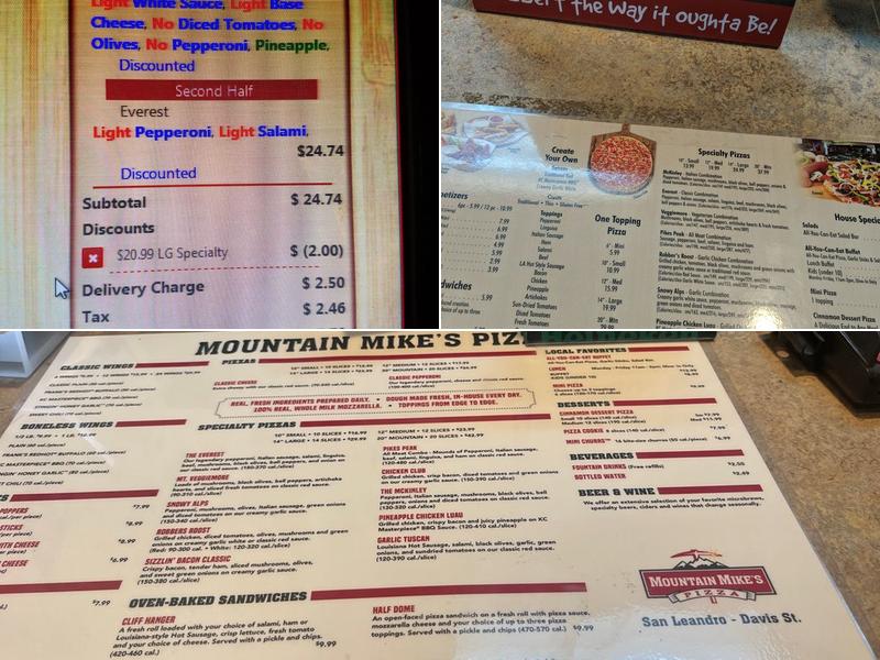 Mountain Mike's Pizza Menu