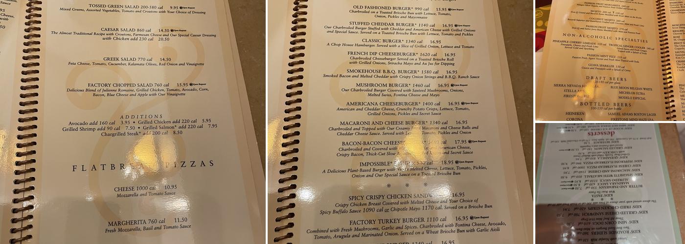 The Cheesecake Factory Menu