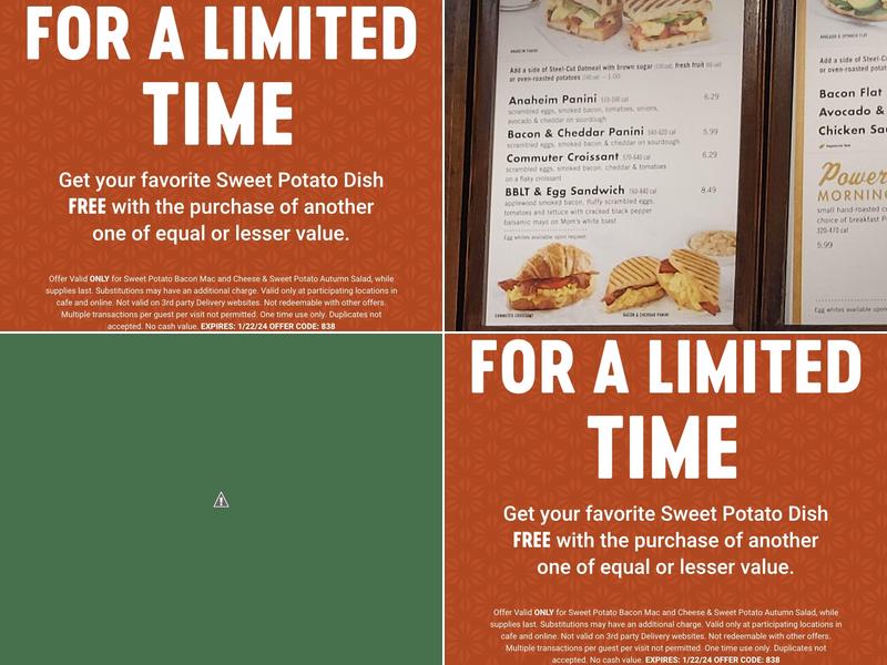 Corner Bakery Menu