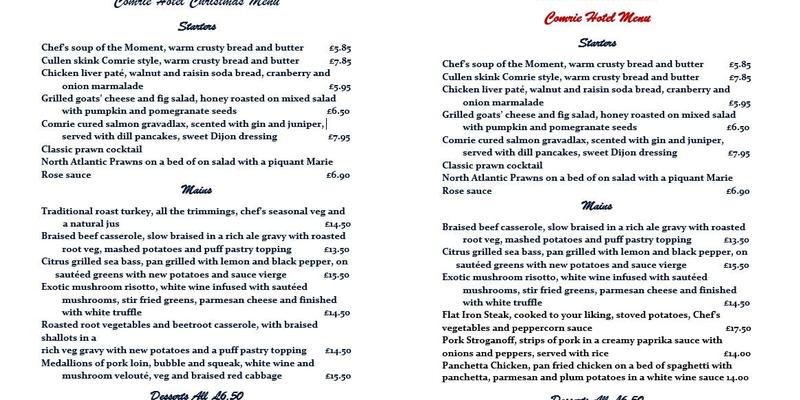 The Comrie Hotel Menu