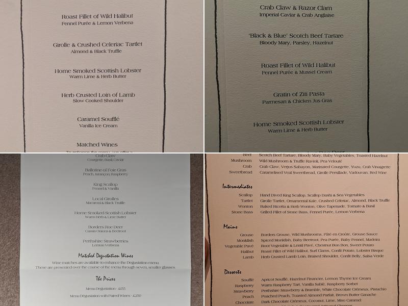 Restaurant Andrew Fairlie Menu