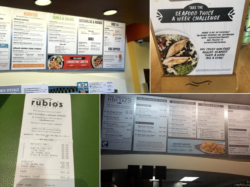 Rubio's Coastal Grill Menu
