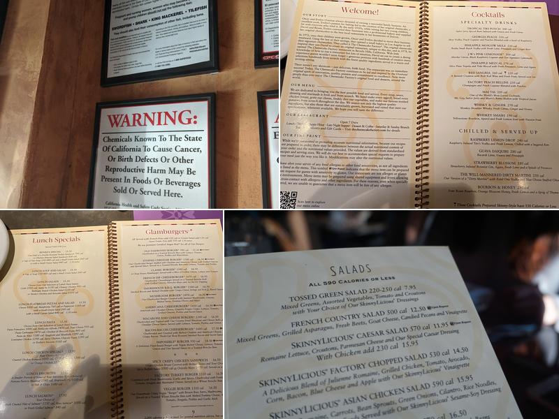 The Cheesecake Factory Menu