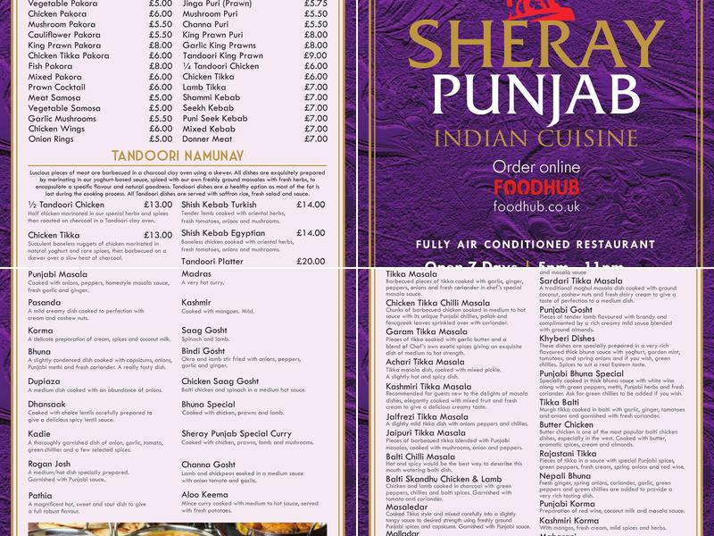 Sheray Punjab Menu