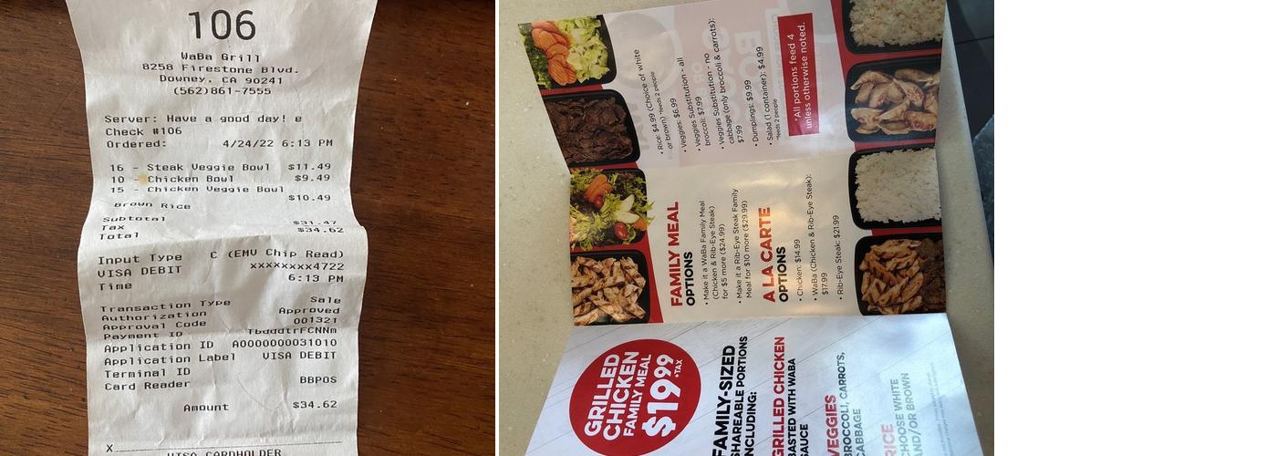 WaBa Grill Menu