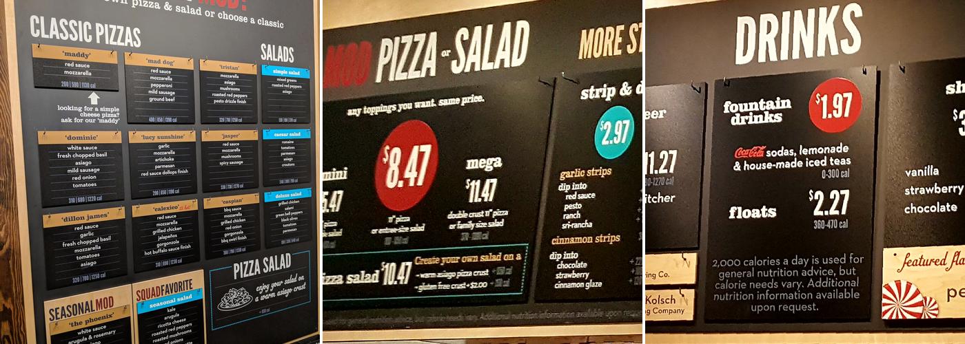 MOD Pizza Menu