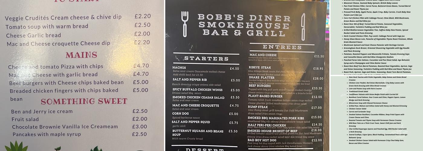 Toby Jug Menu