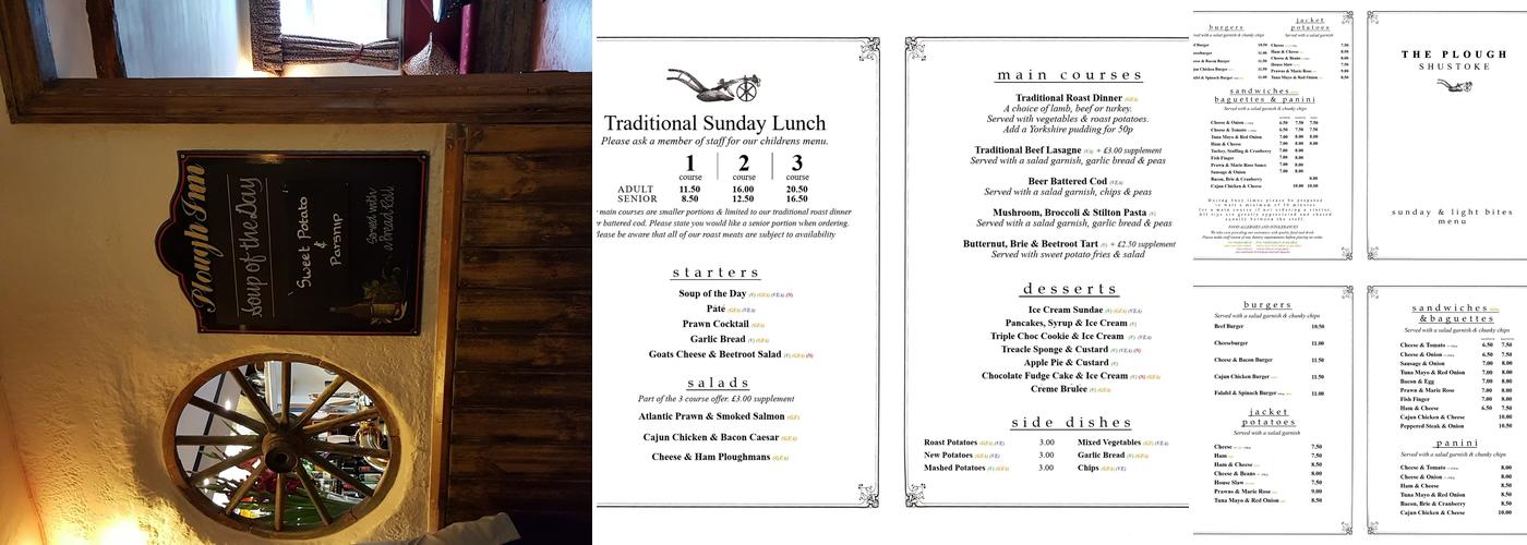 Plough Inn Menu