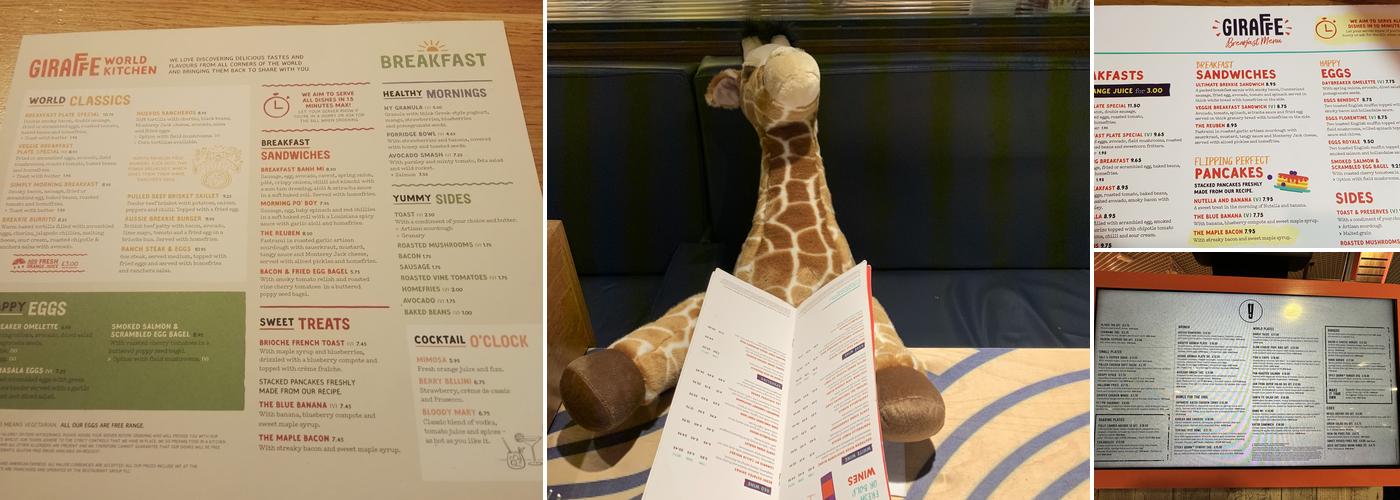 Giraffe Menu