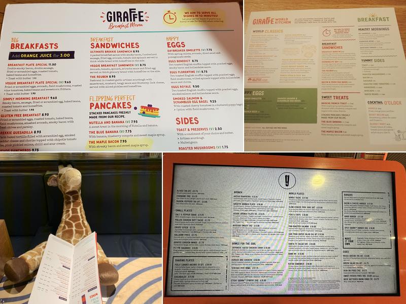 Giraffe Menu