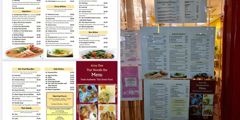 Aroy Dee Thai Noodle Bar Menu